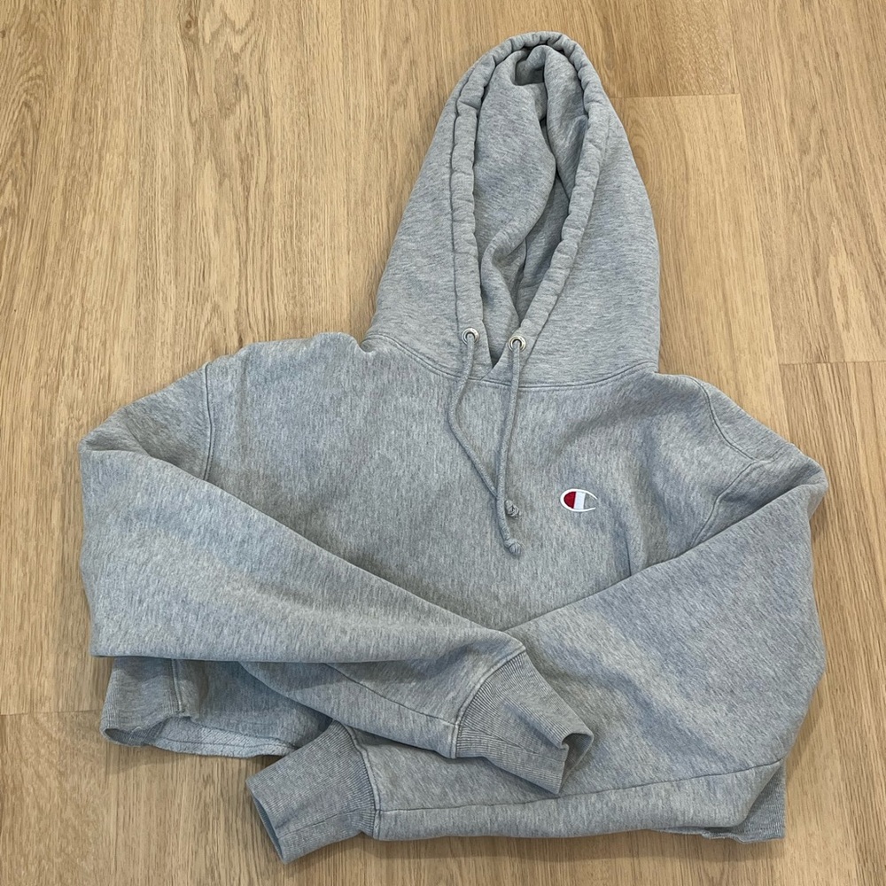 Champion Cropped Gray Hoodie